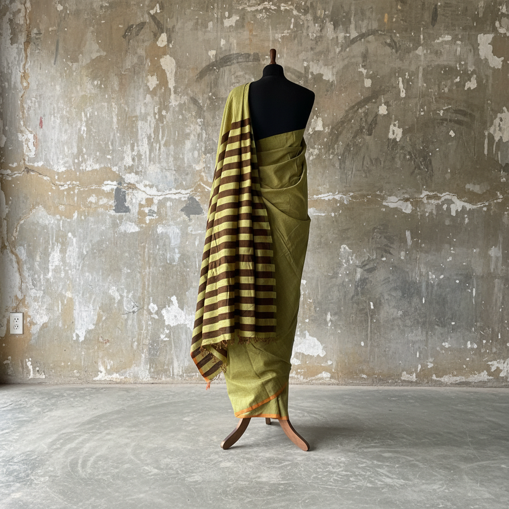 Handwoven Cotton Sari  - SN088