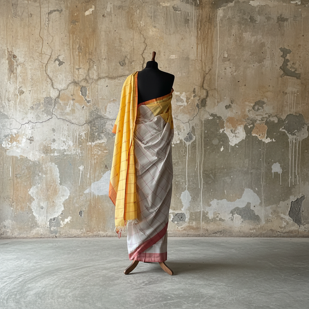 Hand woven cotton Sari - SN352