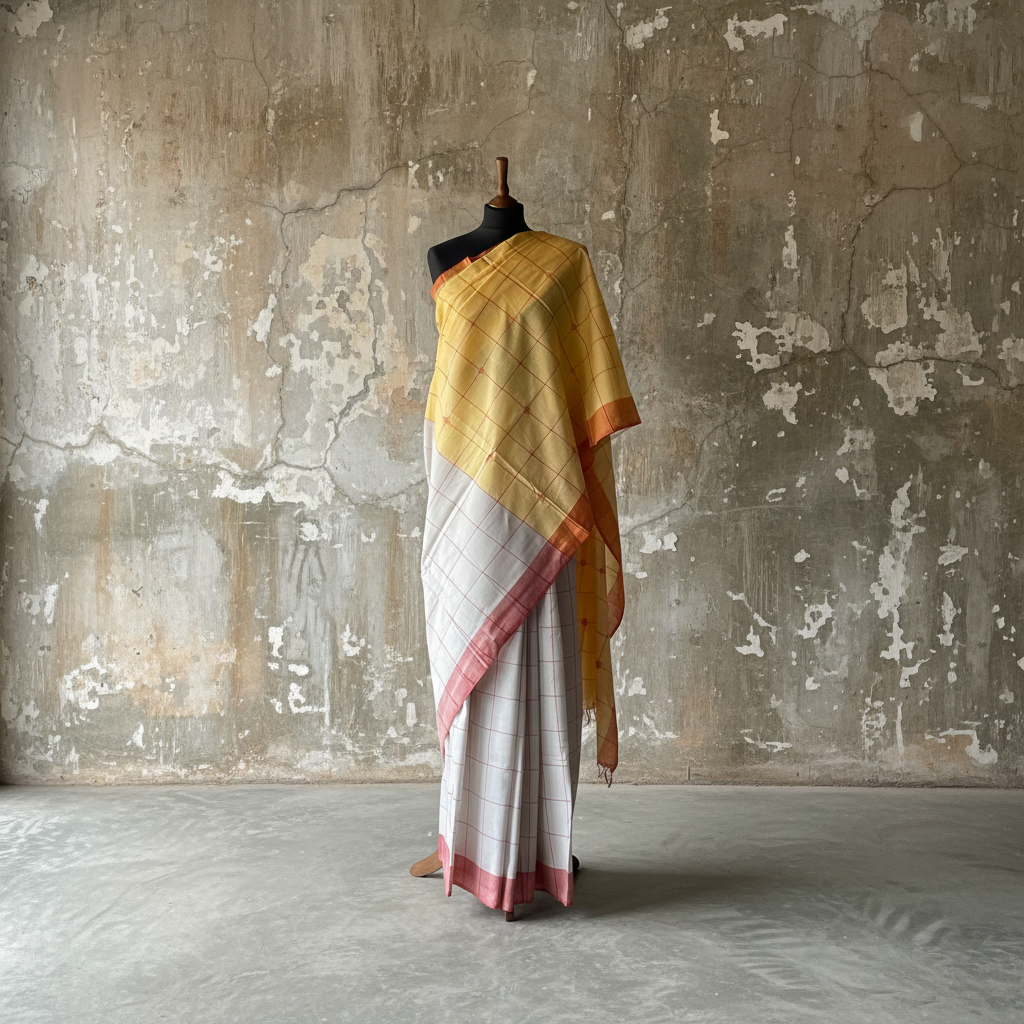 Hand woven cotton Sari - SN352