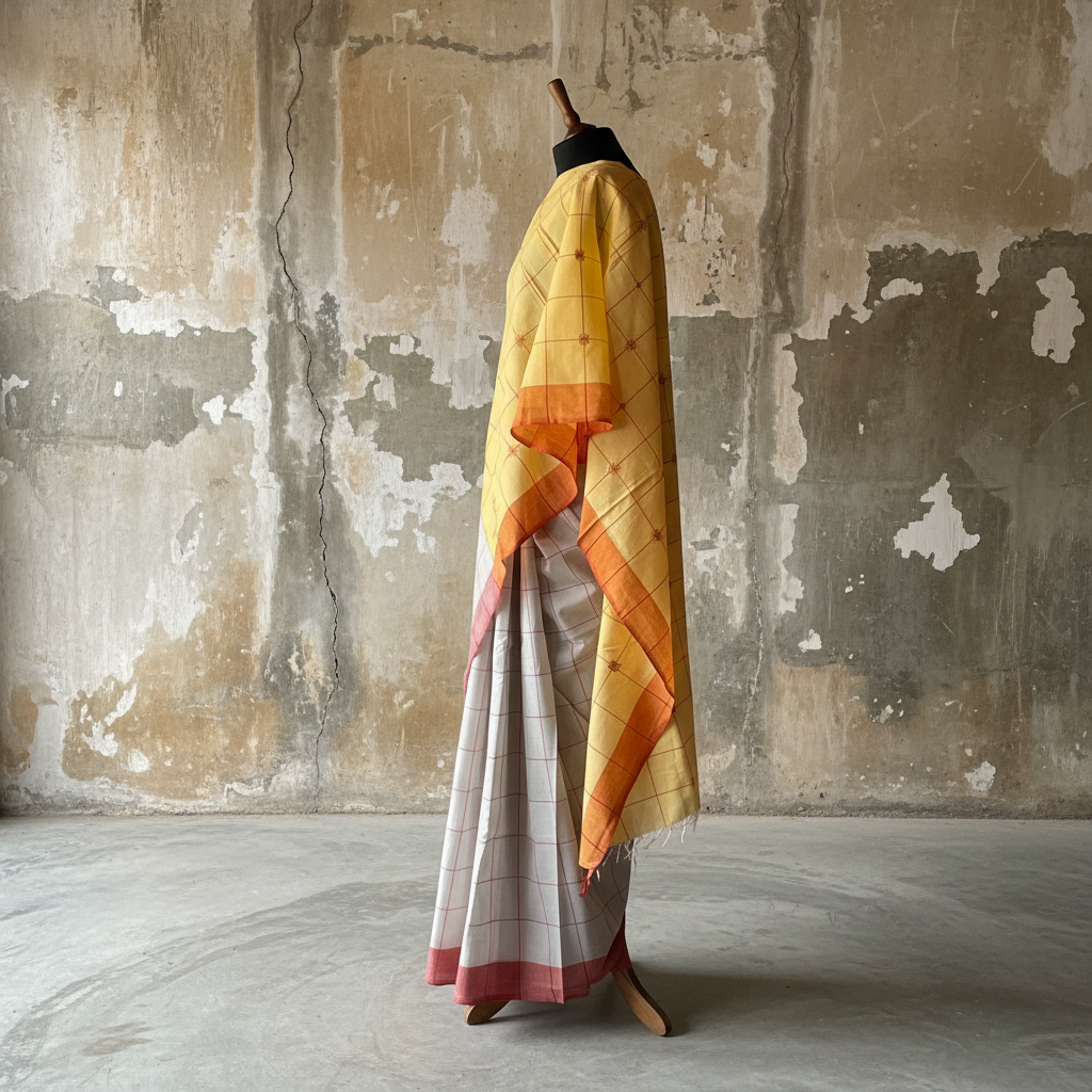 Hand woven cotton Sari - SN352