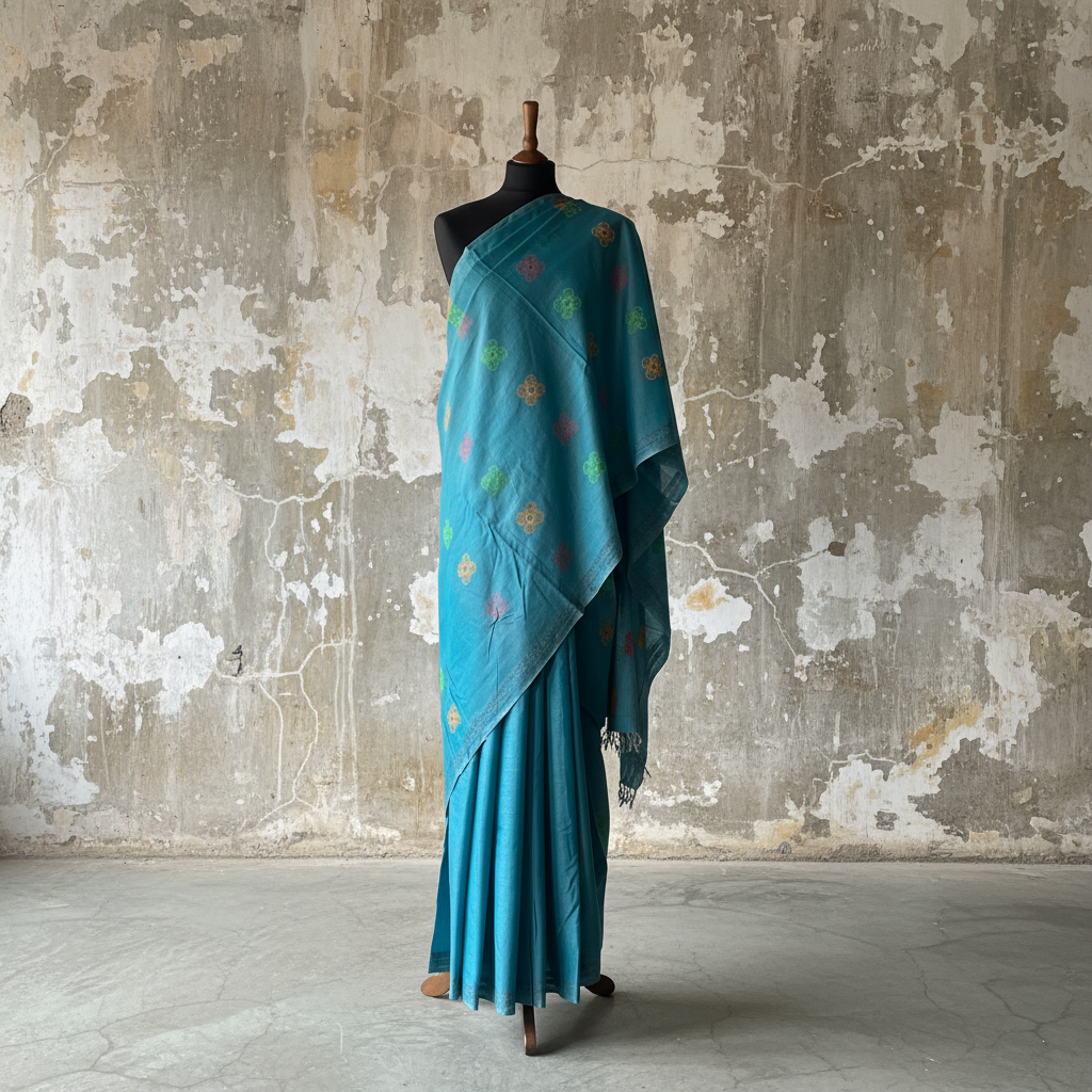 Handwoven Cotton Sari  - SN363