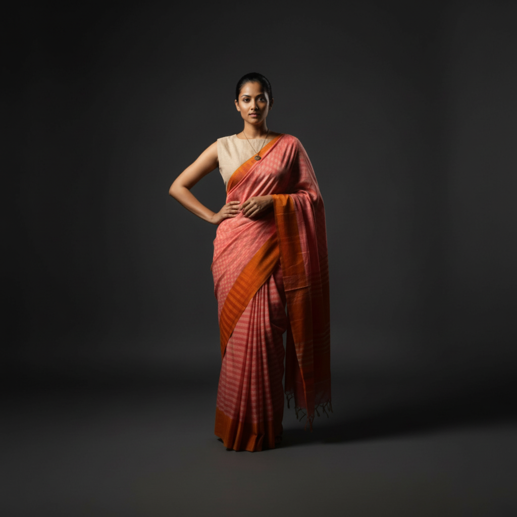 Handwoven cotton sari - SPD_018